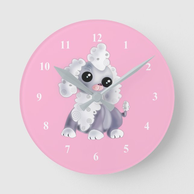 Little Puppy Clock - Anpassningsbar Färg Rund Klocka (Framsida)