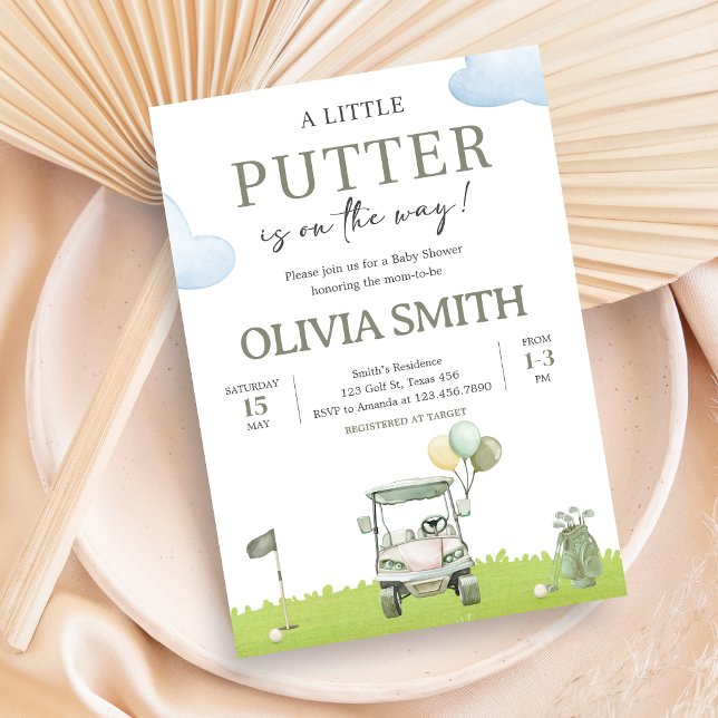 Little Putter Golf Baby Shower Inbjudningar (Golf Little Putter Baby Shower Invitation)