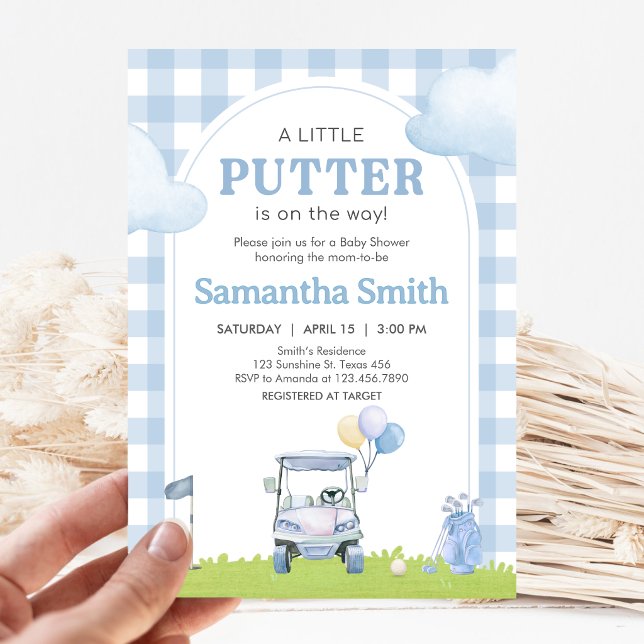 Little Putter Golf Baby Shower Inbjudningar (Golf Little Putter Baby Shower Invitation)