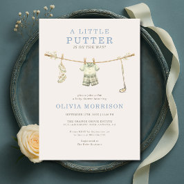 Little Putter Golf Clothesline Boy Baby Shower Inbjudningar