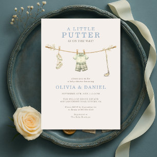 Little Putter Golf Klädlinje Pojke Baby Shower Inbjudningar