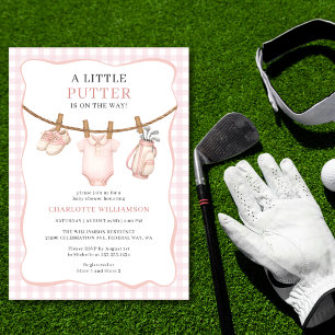 Little Putter Rosa Golf Klädstreck Babyfirande Inbjudningar