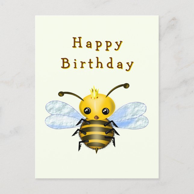 Little Queen Bee Birthday Card Vykort (Framsida)