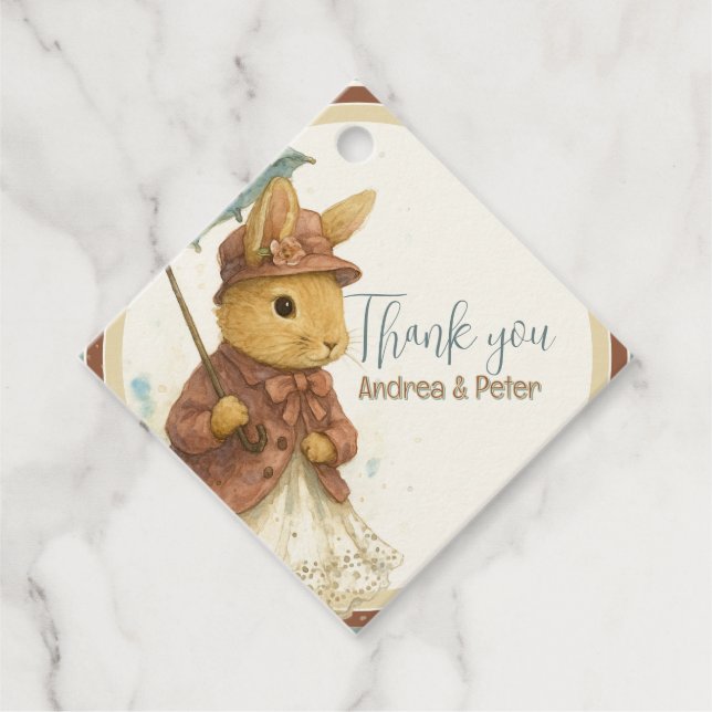 Little Rabbit Baby Shower for Girl Gåvor Etiketter (Framsida)