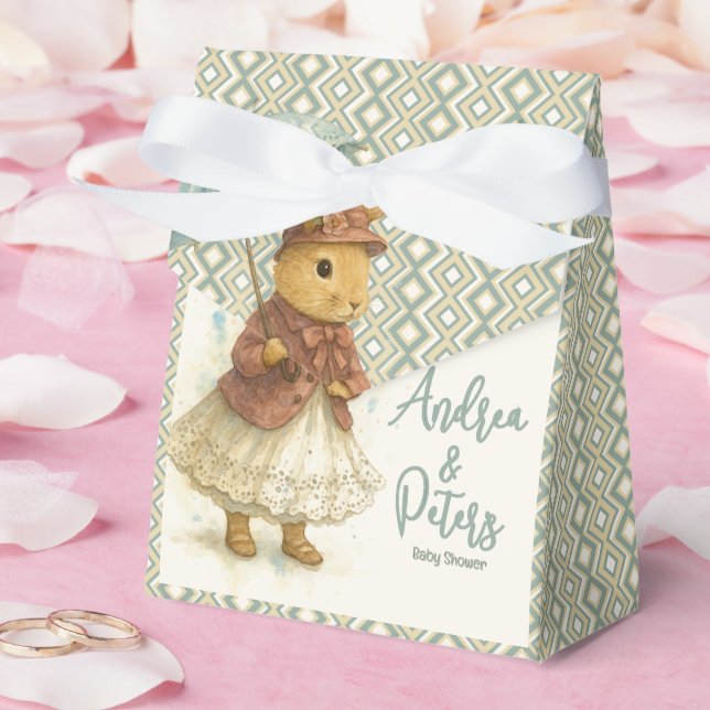 Little Rabbit Baby Shower for Girl Presentaskar (Bröllop)