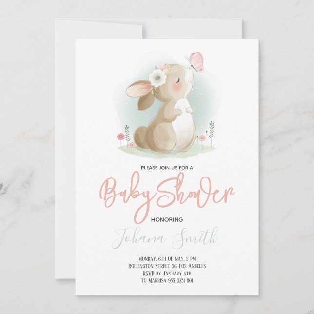 Little Rabbit Baby Shower-inbjudan Inbjudningar (Framsida)