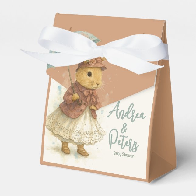 Little Rabbit Baby Shower Soft caramel Färg Presentaskar (Framsidan Sidan)