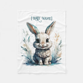 Little Rabbit Blue Personlig Fleecefilt