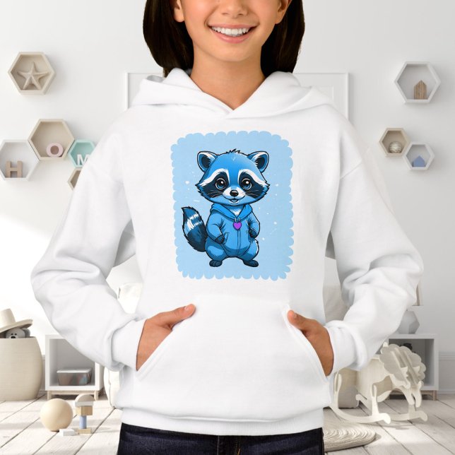 Little Raccoon in Blue Hoodie T Shirt (Skapare uppladdad)
