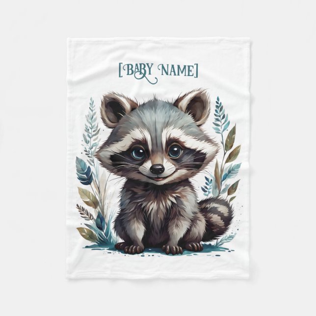 Little Racoon Personlig Fleecefilt (Framsidan)