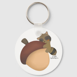 Little Racoon White Classic Keychain Nyckelring