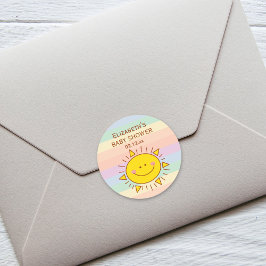 Little Rainbow Sunshine Gender Neutral Baby Shower Runt Klistermärke