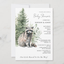 Little Rascal Raccoon Forest Baby Shower Inbjudningar