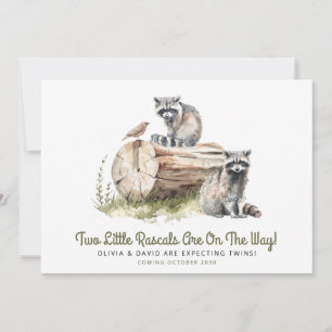 Little Rascals Raccoons Twillingars Baby Shower Meddelande