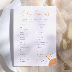 Little Ray of Sunshine Baby Animals Game Inbjudningar