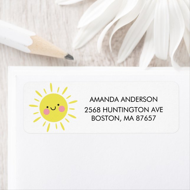 Little Ray of Sunshine Baby Shower Address Label Returadress Etikett (Insitu)