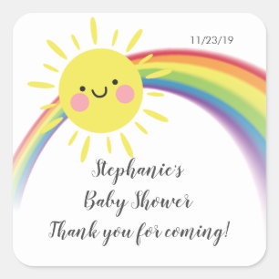 Little Ray of Sunshine Baby Shower Favor Sticker Fyrkantigt Klistermärke