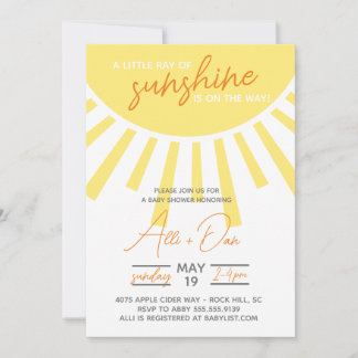 Little Ray of Sunshine Baby Shower-inbjudan Inbjudningar