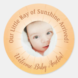 Little Ray of Sunshine Baby Shower Runt Klistermärke