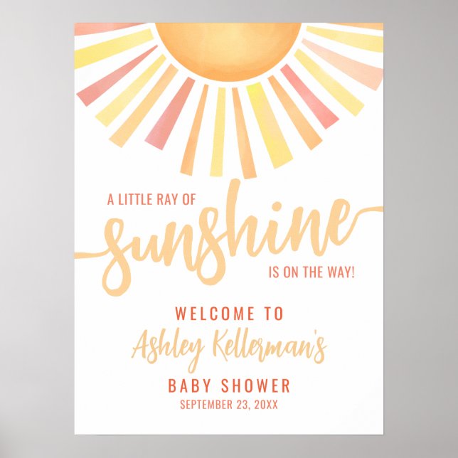 Little Ray Of Sunshine Baby Shower Welcome Sign Poster (Framsidan)