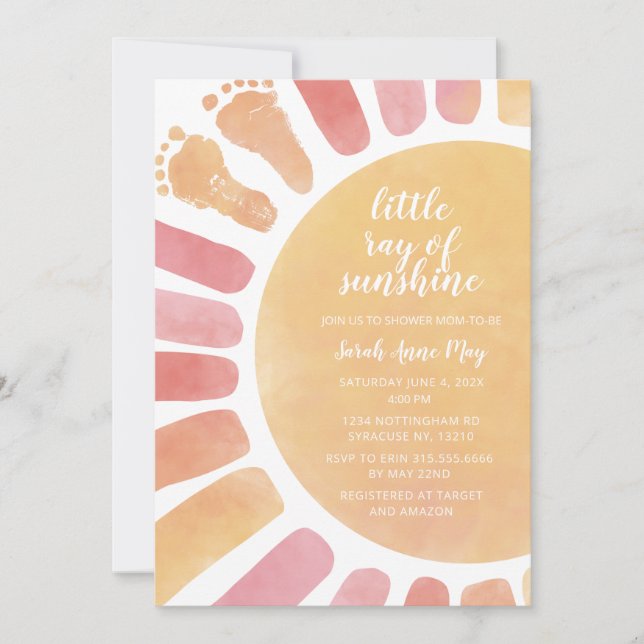 Little Ray of Sunshine Boho Baby Shower Inbjudningar (Framsida)