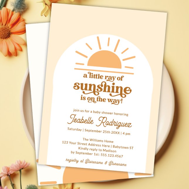 Little Ray of Sunshine Boho Baby Shower Inbjudningar (Little Ray Of Sunshine Boho Baby Shower Invitation)