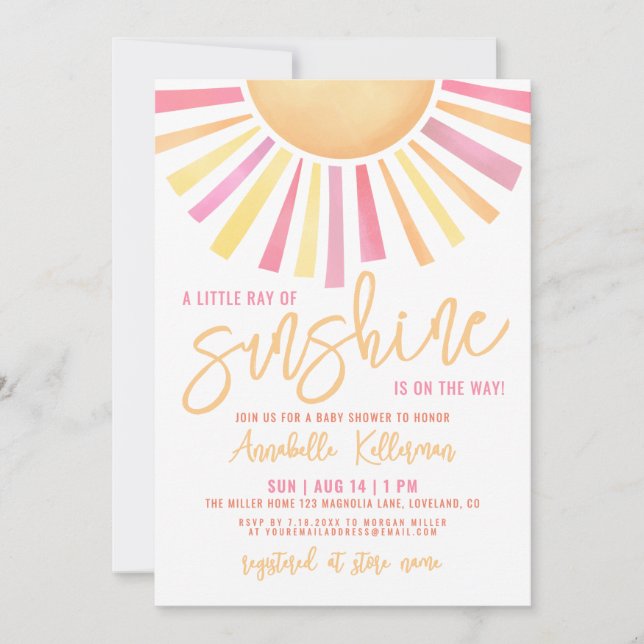 Little Ray Of Sunshine Boho Baby Shower Inbjudningar (Framsida)