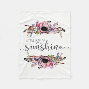 Little Ray of Sunshine Boho Chic Blommigt Flicka Fleecefilt