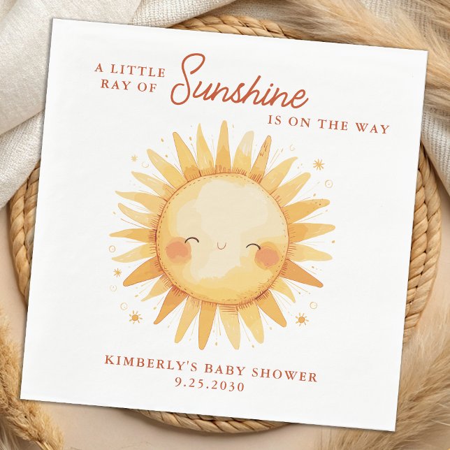 Little Ray of Sunshine Boho Cute Sun Baby Shower Pappersservett (Skapare uppladdad)