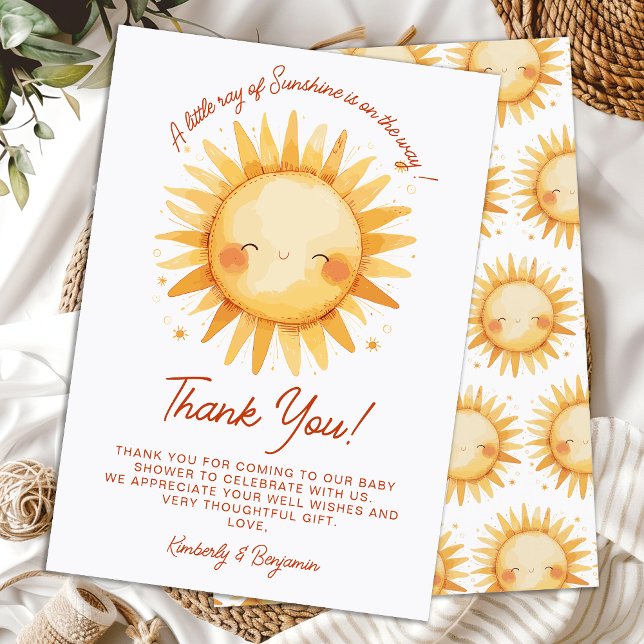 Little Ray Of Sunshine Boho Cute Sun Baby Shower Tack Kort (Skapare uppladdad)