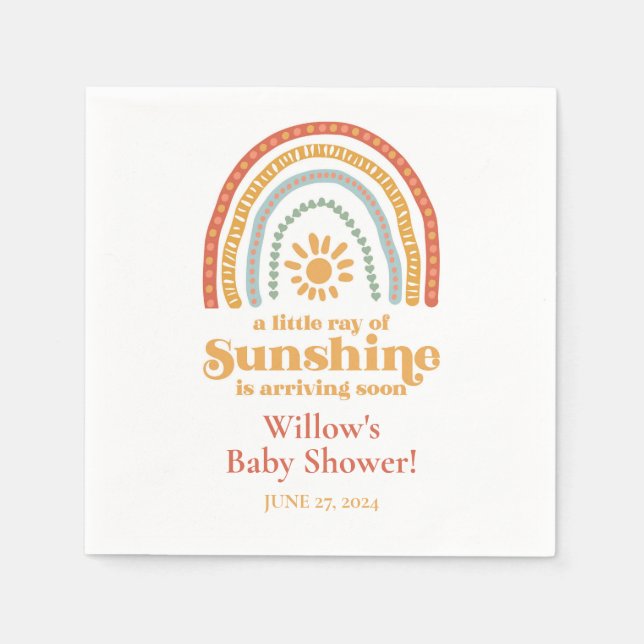 Little Ray of Sunshine Boho Rainbow Shower Pappersservett (Framsidan)