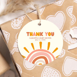 Little Ray of Sunshine Boho Sol Baby Shower Round Gåvor Etiketter