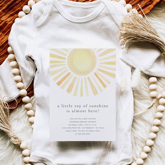 Little Ray of Sunshine Boho Sol Gult Baby Shower Inbjudningar (Skapare uppladdad)
