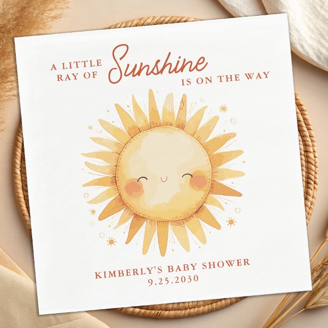 Little Ray of Sunshine Boho Sun Cute Baby Shower Pappersservett (Skapare uppladdad)