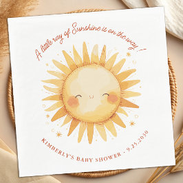 Little Ray of Sunshine Cute Boho Sun Baby Shower Pappersservett