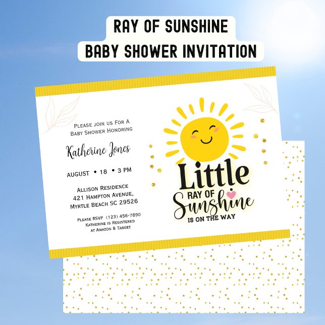 Little Ray of Sunshine Glitter Baby Shower Inbjudningar (Skapare uppladdad)