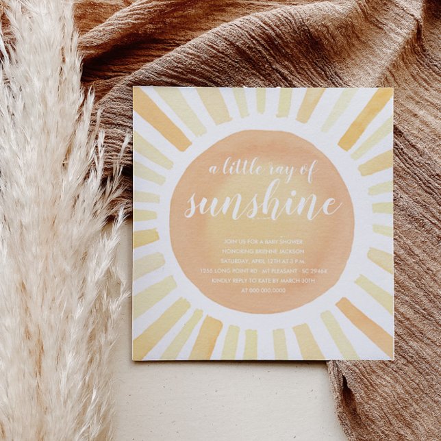 Little Ray of Sunshine Gult Modern Baby Shower Inbjudningar (Skapare uppladdad)