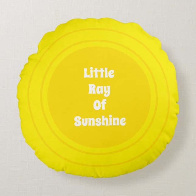 Little Ray of Sunshine gult sol anpassningsbar tex Rund Kudde (Framsidan)