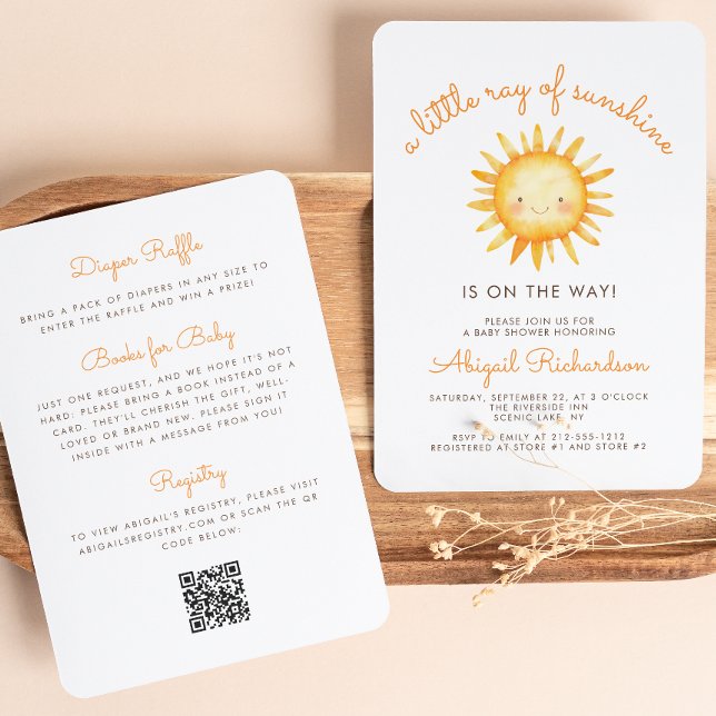 Little Ray of Sunshine QR Code Baby Shower Inbjudningar (Skapare uppladdad)