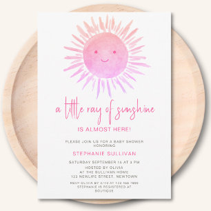Little Ray of Sunshine Rosa Baby Shower Inbjudningar