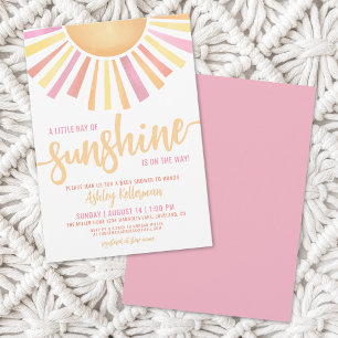 Little Ray of Sunshine Rosa Baby Shower Inbjudningar