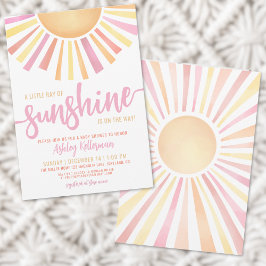 Little Ray of Sunshine Rosa Boho Baby Shower Inbjudningar