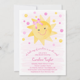 Little Ray of Sunshine Rosa Gult Baby Shower Inbjudningar