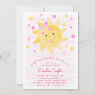 Little Ray of Sunshine Rosa Gult Baby Shower Inbjudningar