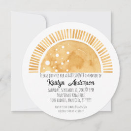 Little Ray of Sunshine Sol Watercolor Baby Shower Inbjudningar