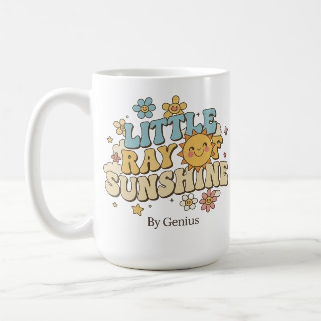 Little Ray of Sunshine T-Shirt, Groovy Retro 70s C Kaffemugg (Vänster)