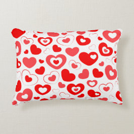 Little Red and White Hearts Prydnadskudde