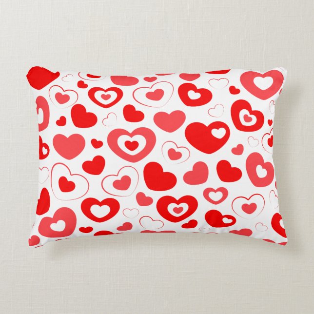 Little Red and White Hearts Prydnadskudde (Framsidan)