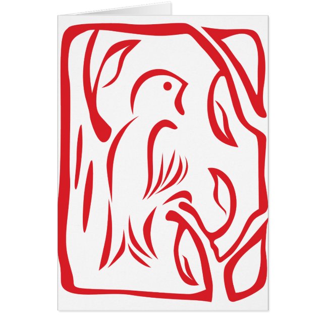 Little Red Bird Hälsningskort (Framsidan)