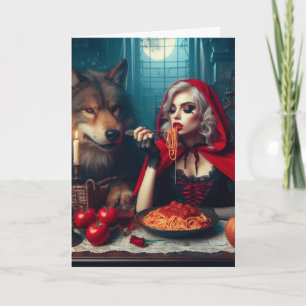 Little Red Blonde Hair Mörk Fantasy Birthday Kort